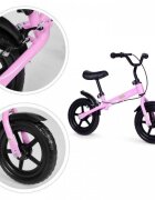 Ecotoys Bicicleta fara pedale cu frana de mana si roti din spuma Eva roz