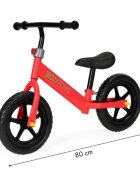 Ecotoys Bicicleta fara pedale JM 763 Rosu cu roti din spuma eva scaun reglabil pe inaltime 28-38 cm de la sol la sa recomandata copiilor incepand cu varsta de 3 ani