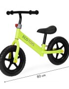 Ecotoys Bicicleta fara pedale JM 763 Verde cu roti din spuma eva scaun reglabil pe inaltime 28-38 cm de la sol la sa recomandata copiilor incepand cu varsta de 3 ani