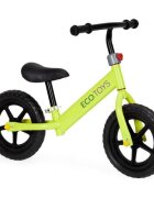Ecotoys Bicicleta fara pedale JM 763 Verde cu roti din spuma eva scaun reglabil pe inaltime 28-38 cm de la sol la sa recomandata copiilor incepand cu varsta de 3 ani