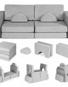 Ecotoys Canapea extensibila modulara pentru copii cu 2 locuri formata din 10 piese gri