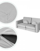 Ecotoys Canapea extensibila modulara pentru copii cu 2 locuri formata din 10 piese gri