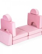 Ecotoys Canapea extensibila modulara pentru copii cu 2 locuri formata din 10 piese roz