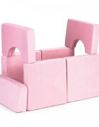 Ecotoys Canapea extensibila modulara pentru copii cu 2 locuri formata din 10 piese roz