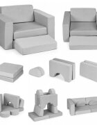 Ecotoys Canapea extensibila modulara pentru copii cu 2 locuri formata din 8 piese gri