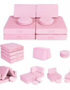 Ecotoys Canapea extensibila modulara pentru copii cu 2 locuri formata din 8 piese TMSRT-14 roz