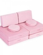 Ecotoys Canapea extensibila modulara pentru copii cu 2 locuri formata din 8 piese TMSRT-14 roz