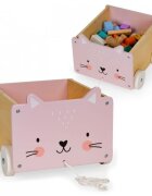 Ecotoys Carucior din lemn pentru depozitarea jucariilor 2904
