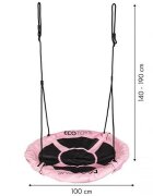 Ecotoys Leagan pentru copii BOC100 cuib de barza cadru din otel galvanizat roz cu negru