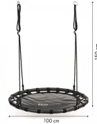 Ecotoys Leagan pentru copii rotund tip cuib de barza suspendat 100 cm MIR6300 negru