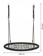 Ecotoys Leagan pentru copii rotund tip cuib de barza suspendat 100 cm MIR8015 negru