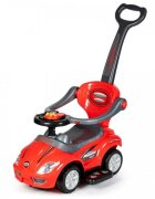 Ecotoys Masinuta copii de impins 382 rosu 3 in 1 cu maner si bara de protectie detasabile suport pentru picioare spatiu depozitare sub scaun pentru copii intre 1 si 3 ani