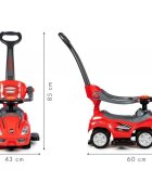 Ecotoys Masinuta copii de impins 382 rosu 3 in 1 cu maner si bara de protectie detasabile suport pentru picioare spatiu depozitare sub scaun pentru copii intre 1 si 3 ani