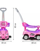 Ecotoys Masinuta copii de impins 382 roz 3 in 1 cu maner si bara de protectie detasabile suport pentru picioare spatiu depozitare sub scaun pentru copii intre 1 si 3 ani