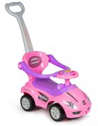 Ecotoys Masinuta copii de impins 382 roz 3 in 1 cu maner si bara de protectie detasabile suport pentru picioare spatiu depozitare sub scaun pentru copii intre 1 si 3 ani
