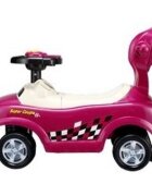 Ecotoys Masinuta de impins Mini Cooper 321 roz cu maner de impins detasabil suport pentru picioare bara de protectie panou muzical recomandata copiilor cu varsta cuprinsa intre 1 si 3 ani