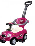 Ecotoys Masinuta de impins Mini Cooper 321 roz cu maner de impins detasabil suport pentru picioare bara de protectie panou muzical recomandata copiilor cu varsta cuprinsa intre 1 si 3 ani