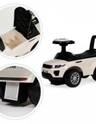Ecotoys Masinuta pentru copii fara pedale 613W alb spatar cu functie de impingere spatiu pentru depozitarea jucariilor volan cu melodii si claxon potrivita copiilor de la 1 an