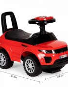 Ecotoys Masinuta pentru copii fara pedale 613W rosu spatar cu functie de impingere spatiu pentru depozitarea jucariilor volan cu melodii si claxon potrivita copiilor de la 1 an