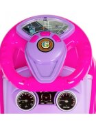 Ecotoys Masinuta pentru copii fara pedale 613W roz spatar cu functie de impingere spatiu pentru depozitarea jucariilor volan cu melodii si claxon potrivita copiilor de la 1 an
