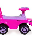Ecotoys Masinuta pentru copii fara pedale 613W roz spatar cu functie de impingere spatiu pentru depozitarea jucariilor volan cu melodii si claxon potrivita copiilor de la 1 an