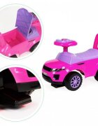 Ecotoys Masinuta pentru copii fara pedale 613W roz spatar cu functie de impingere spatiu pentru depozitarea jucariilor volan cu melodii si claxon potrivita copiilor de la 1 an