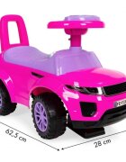 Ecotoys Masinuta pentru copii fara pedale 613W roz spatar cu functie de impingere spatiu pentru depozitarea jucariilor volan cu melodii si claxon potrivita copiilor de la 1 an