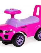 Ecotoys Masinuta pentru copii fara pedale 613W roz spatar cu functie de impingere spatiu pentru depozitarea jucariilor volan cu melodii si claxon potrivita copiilor de la 1 an