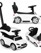 Ecotoys Masinuta pentru copii Mercedes C Class Alb cu maner de impins volan interactiv cu sunete varsta 1-3 ani