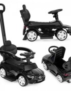 Ecotoys Masinuta pentru copii Mercedes C Class Negru cu maner de impins volan interactiv cu sunete varsta 1-3 ani