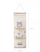 Ecotoys Organizator textil de perete cu 3 compartimente OR90WZ2 Bej