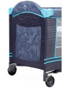 Ecotoys Patut pliabil bleumarin cu 2 nivele usita de acces cu fermoar plasa de tantari si geanta de transport incluse