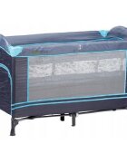Ecotoys Patut pliabil bleumarin cu 2 nivele usita de acces cu fermoar plasa de tantari si geanta de transport incluse