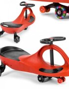 Ecotoys PlasmaCar gravitationala YM-SW-1 Rosu tip barca cu roti led din cauciuc moale suporturi antiderapante pentru picioare sarcina maxima 120 kg