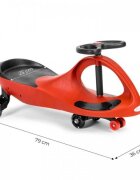 Ecotoys PlasmaCar gravitationala YM-SW-1 Rosu tip barca cu roti led din cauciuc moale suporturi antiderapante pentru picioare sarcina maxima 120 kg