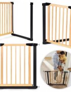 Ecotoys Poarta de siguranta 74-80 cm din lemn cu rama metalica