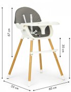 Ecotoys Scaun de masa 2 in 1 HA-004 gri