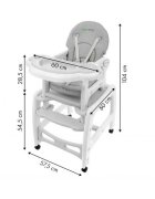 Ecotoys Scaun de masa 3 in 1 HC-223 Gri