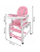 Ecotoys Scaun de masa 3 in 1 HC-223 Roz