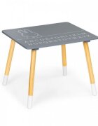 Ecotoys Set de masa cu alfabet si doua scaune in forma de iepuras pentru copii gri si natur