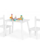 Ecotoys Set de masa cu doua scaune pentru copii alb