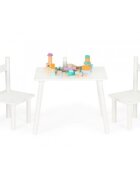 Ecotoys Set de masa cu doua scaune pentru copii alb