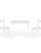 Ecotoys Set de masa cu doua scaune pentru copii alb