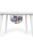 Ecotoys Set de masa cu doua scaune pentru copii si loc de depozitare jucarii alb