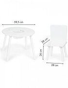 Ecotoys Set de masa cu doua scaune pentru copii si loc de depozitare jucarii alb
