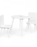 Ecotoys Set de masa in forma de luna si doua scaune pentru copii alb