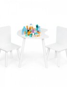Ecotoys Set de masa in forma de luna si doua scaune pentru copii alb