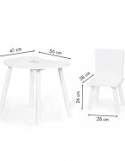 Ecotoys Set de masa in forma de luna si doua scaune pentru copii alb