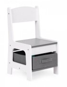Ecotoys Set masa cu doua scaune pentru copii Alb-Gri cu spatiu pentru depozitare si tabla