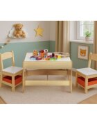 Ecotoys Set masa cu doua scaune pentru copii Natur cu spatiu pentru depozitare si tabla